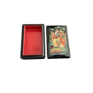 Russian Lacquer Box.  Vintage Volga Folk Tale. Hand-Painted.Signed.